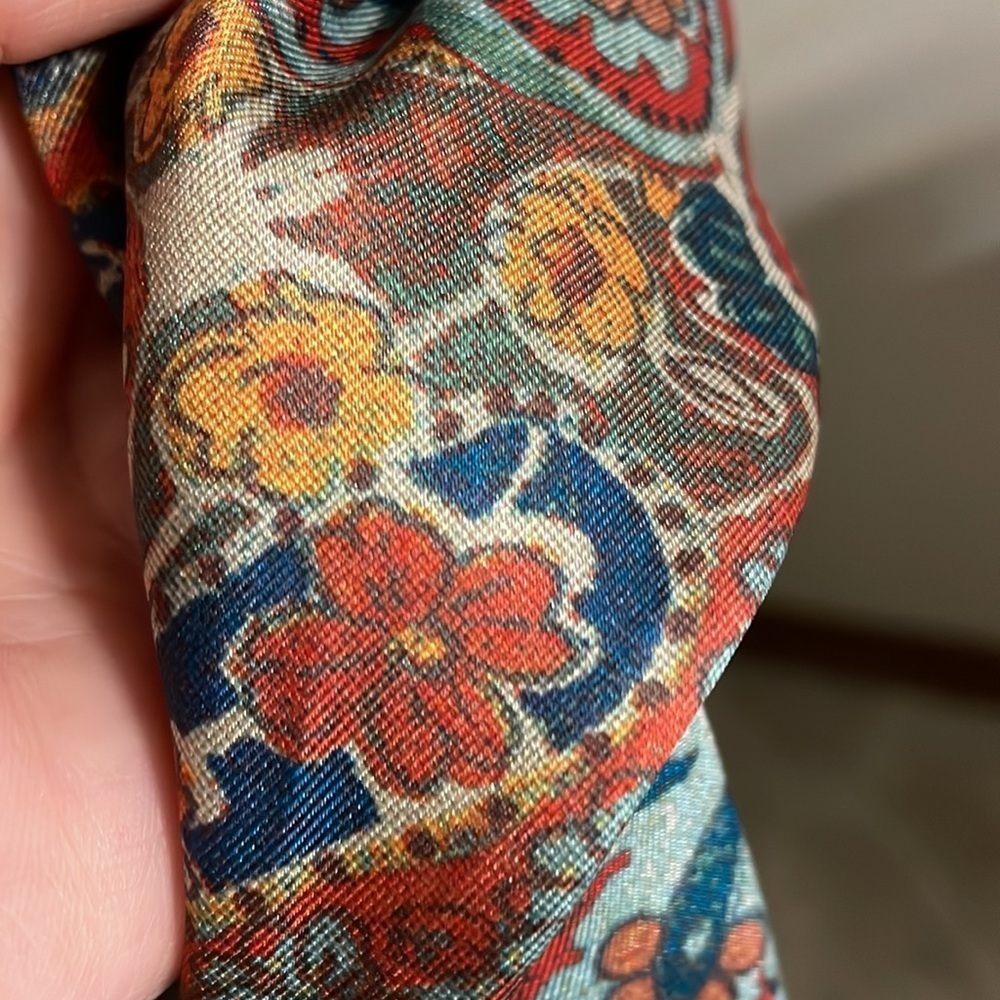 SHEIN multi paisley floral Boho satin feel button down shirt oversized Small - Picture 7 of 11